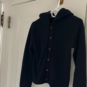 Brandy Melville Black Hooded Button-Up Cardigan